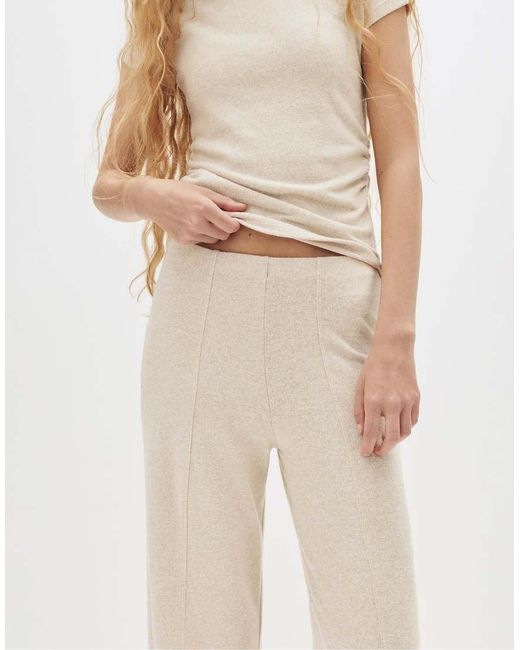 Pull&Bear Natural Knit Wide-Leg Trousers