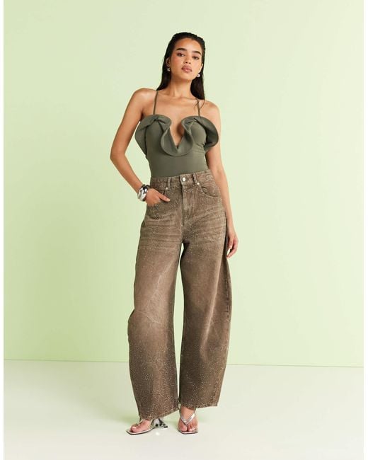 ASOS Green High Waisted Barrel Jean