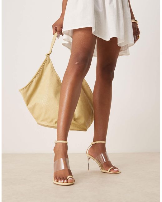 ASOS Natural Nevada Toe Loop Detail High Sandals