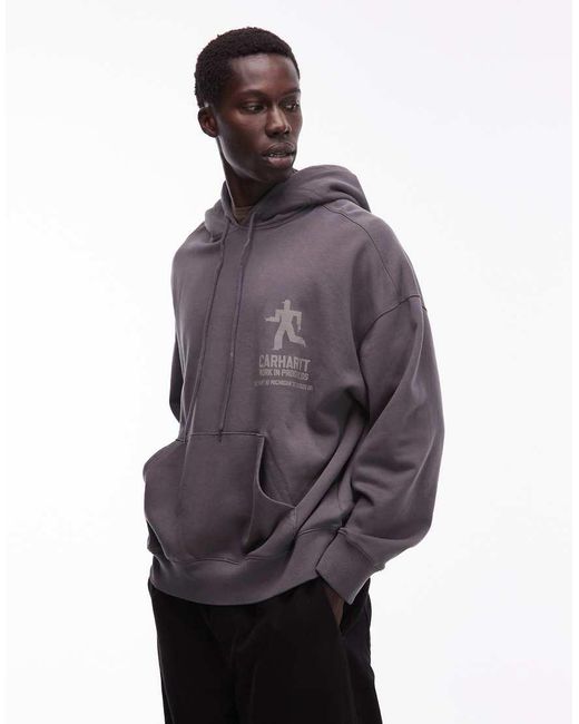 Carhartt Gray Distance Boxy Fit Pullover Hoodie for men
