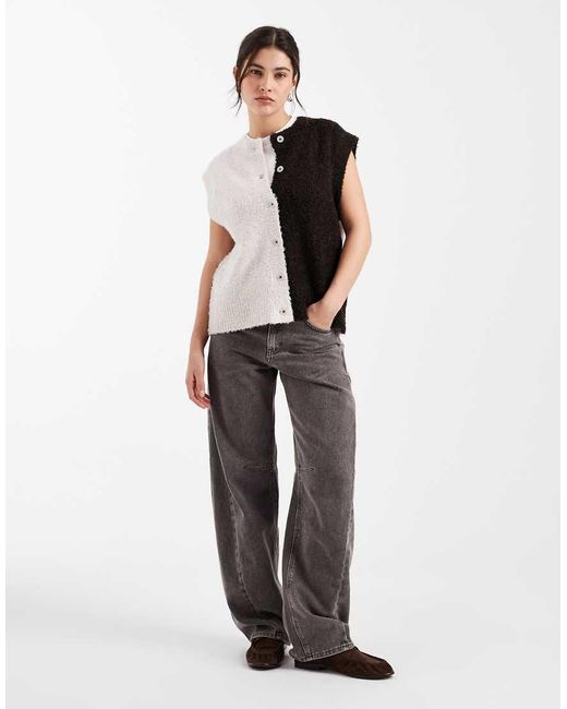 Object White Contrast Boucle Knitted Vest