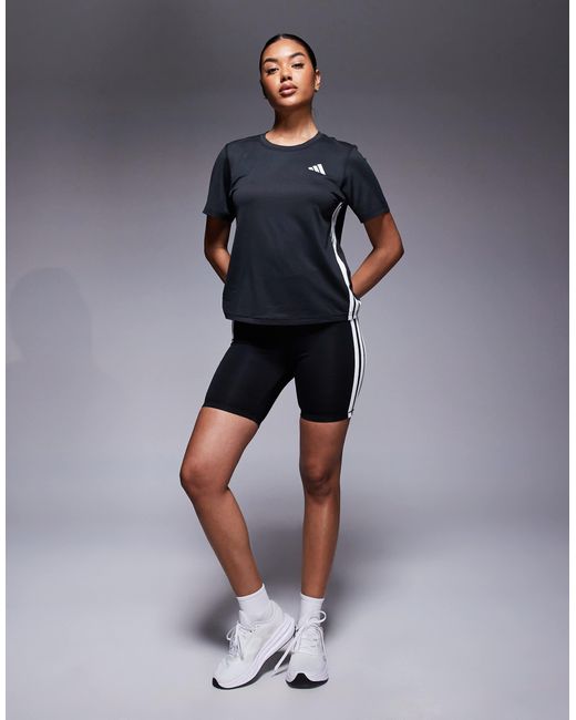 Adidas Originals Gray Adidas Training 3 Stripe T-shirt