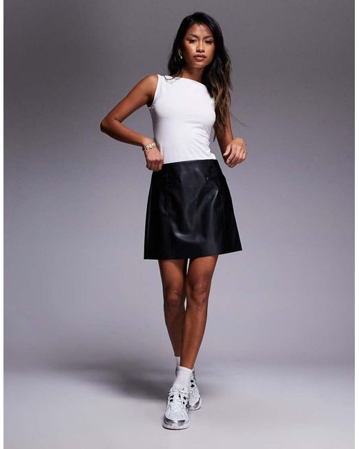 River Island Black Faux Leather Pocket Detail Mini Skirt