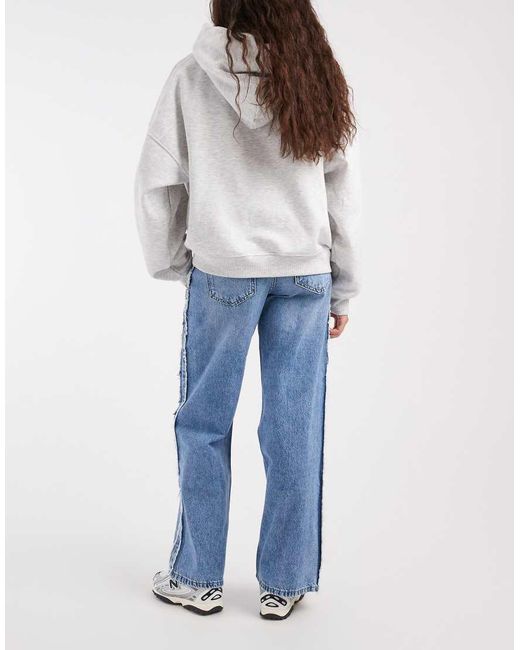Mango Blue Teen Straight Jean With Frayed Trim