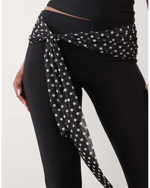Missy Empire Black Slinky Polka Dot Mesh Drape Tie Front Capri Trouser Co-Ord