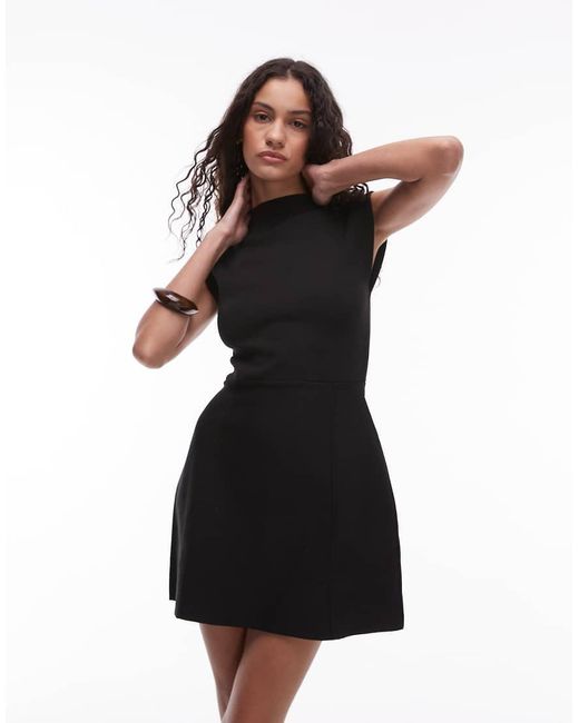 Mango White Compact Knit High Neck Mini Shift Dress