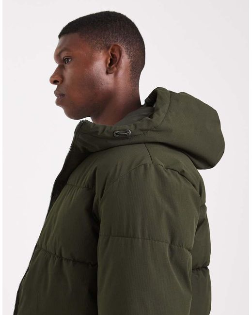 Jack & Jones Green Hooded Puffer Jacket for men
