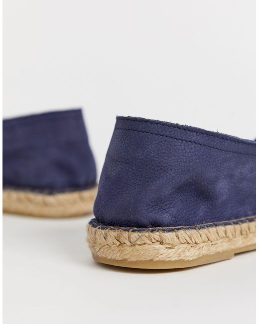 Office Leather Espadrilles in Navy 