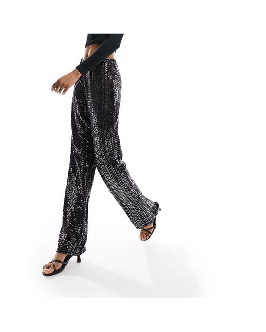 Pieces Black High Waisted Sequin Trousers