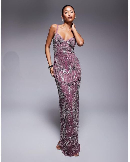Beauut Purple Embellished Cami Maxi Dress