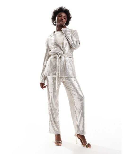 ASOS White Tailored Sequin Ankle Grazer Trousers