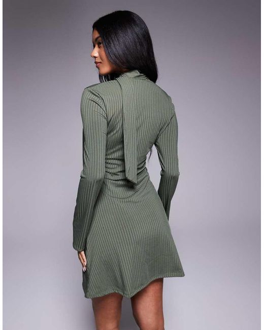 ASOS Gray Scoop Neck Scarf Mini Dress