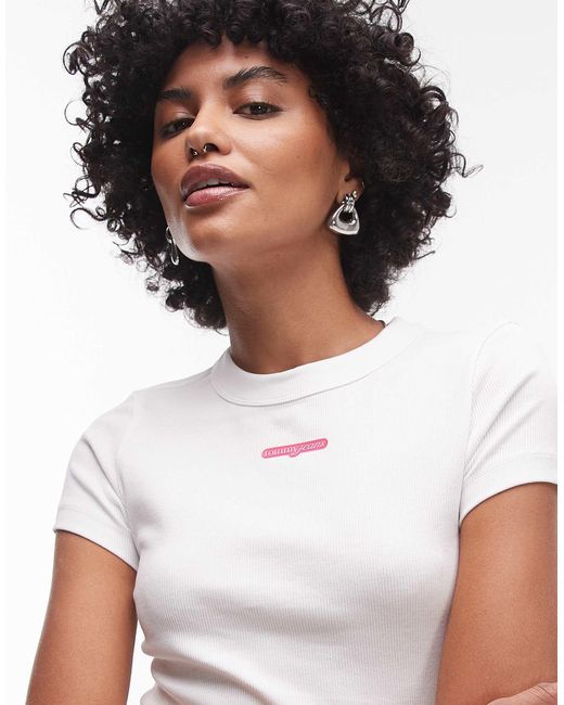 Tommy Hilfiger White Script Slim T-shirt