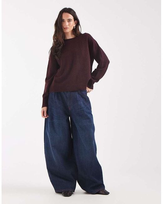 Pieces Blue Long Sleeve Oversized Knitted Jumper