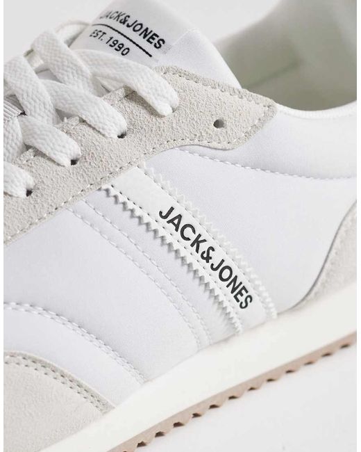 Jack & Jones White Faux Suede And Nylon Runner Trainers for men