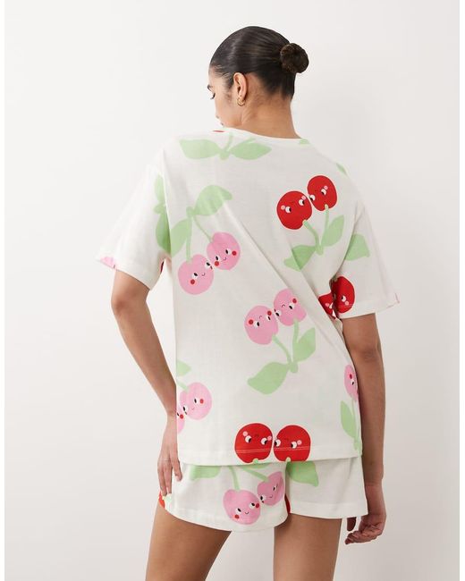 ASOS White Asos Design Maternity Oversized Tee And Shorts Pyjama Set With