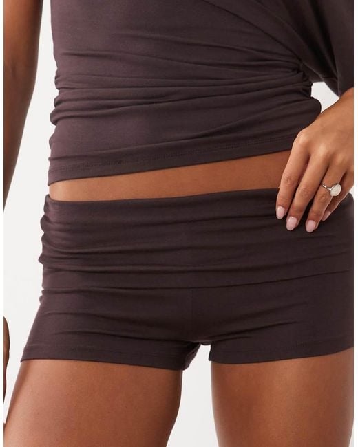 Gina Tricot Red Fold Over Lounge Short Co-ord