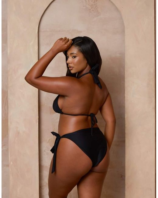 Moda Minx Curve Brown X Alessa Tyrrell-charles Triangle Bikini Top With Molten Hardware Detail