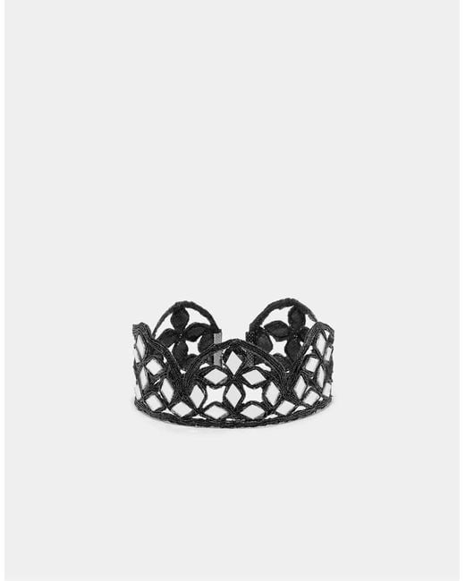 Stradivarius White Mirror Wave Choker