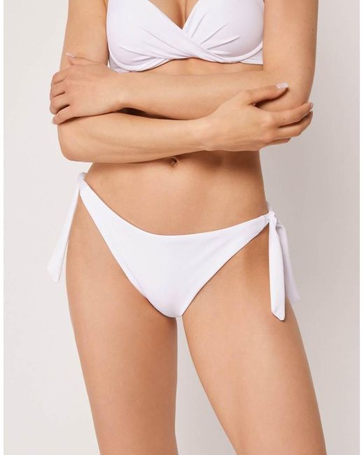 Calzedonia White Premium Fit Tie-Side Brief Bikini Bottom