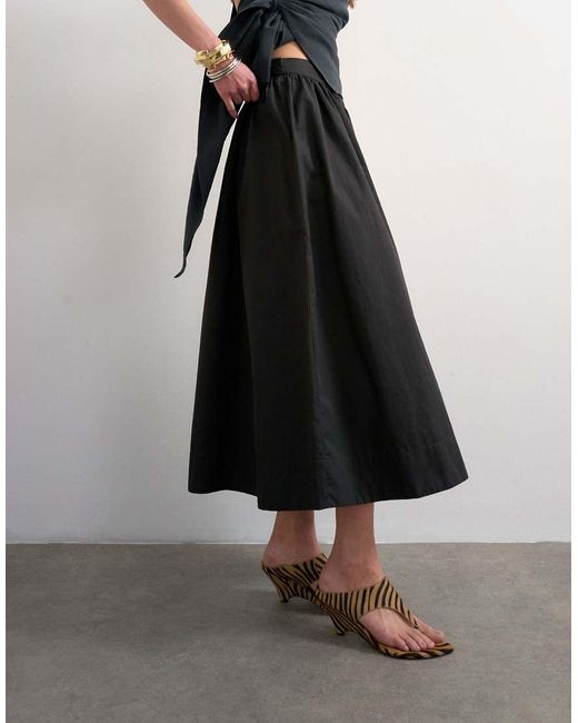 TOPSHOP Black Drop Waist Saloon Maxi Skirt