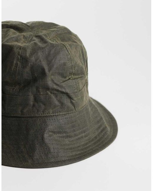 Barbour Green Spectator 6 Panel Logo Wax Bucket Hat for men