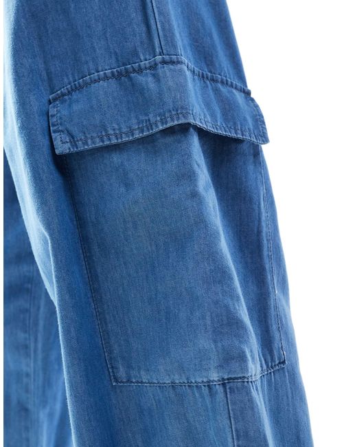 Pantalon cargo ample en jean - moyen ONLY en coloris Blue