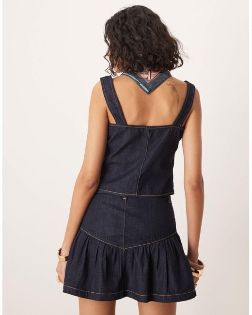 ASOS Blue Denim Under Bust Seam Corset Top