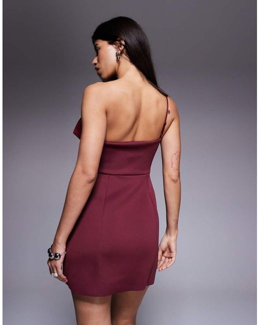ASOS Purple Slouch Neckline Cinched Waist Mini Dress