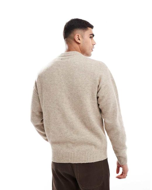Jersey Beis Extragrande Con Cuello Redondo De Punto Mullido De -Beis Neutro Jack & Jones de hombre de color Natural