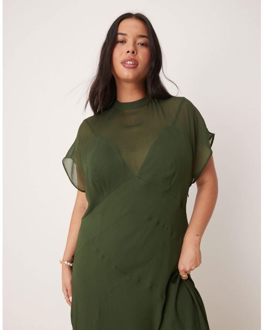 ASOS Asos Design Curve High Neck Hanky Hem Chiffon Maxi Dress in Green | Lyst ASOS Asos Design Curve High Neck Hanky Hem Chiffon Maxi Dress in Green | Lyst