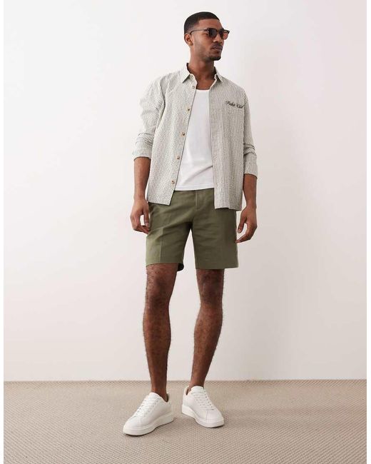 ASOS Natural Tailored Linen Rich Regular Shorts for men