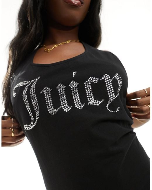 Juicy Couture Black Diamante Halter Mini Dress