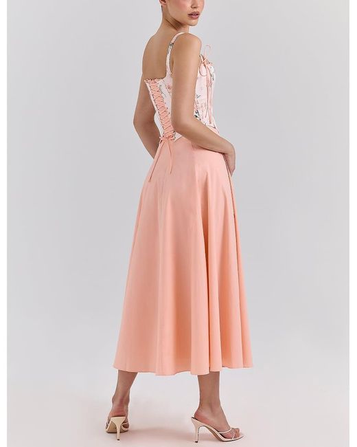 House Of Cb Purple Clarabelle Cotton Detachable Corset Midi Sundress