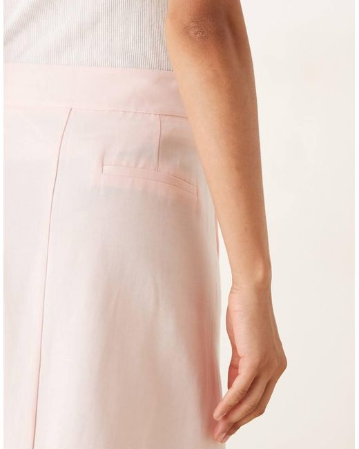 ASOS Natural Linen Blend Tailored Maxi Skirt