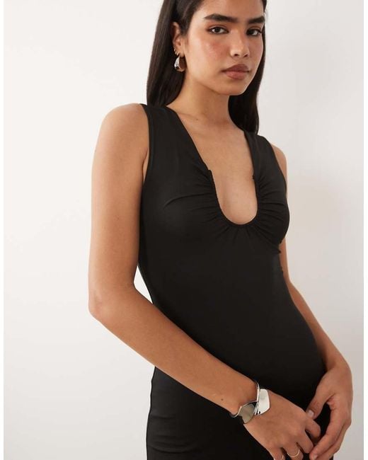 ASOS Black Hardware Detail Scoop Neck Sleeveless Maxi Fishtail Dress