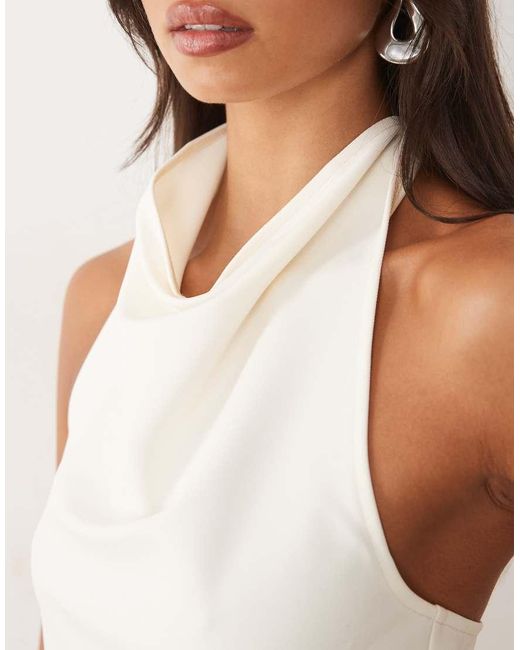 ASOS White Slinky Twill Cowl Neck Top