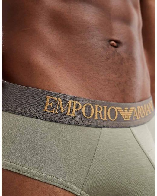 Emporio Armani Brown Bodywear 2 Pack Bamboo Logo Briefs for men