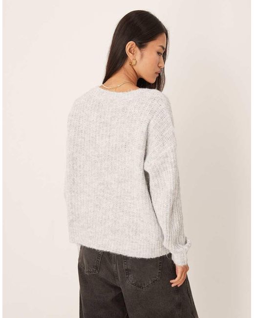 Vila Natural Fluffy Knitted V Neck Oversized Jumper