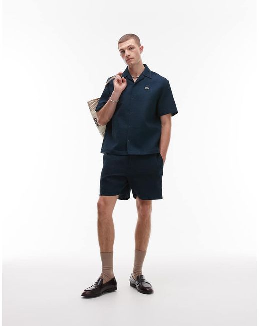 Lacoste Short Met Wafelstructuur in het Blue voor heren