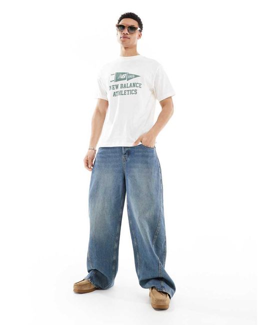 New Balance White Varsity Pennant T-Shirt for men
