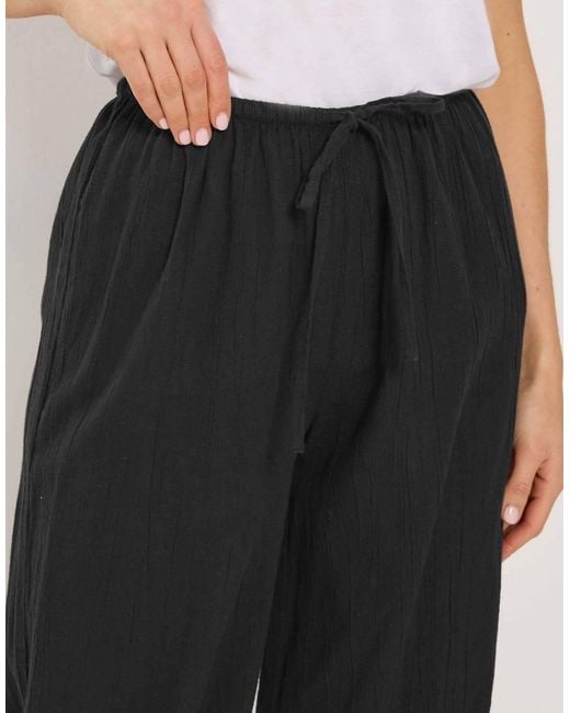 Long Tall Sally White Gathered Hem Textured Trousers
