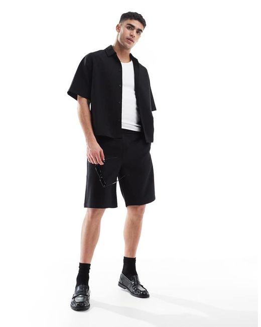 Bershka Black Premium Short Co-ord for men