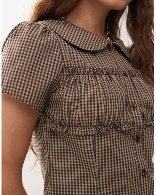 Collusion Brown Mini Shirt Dress