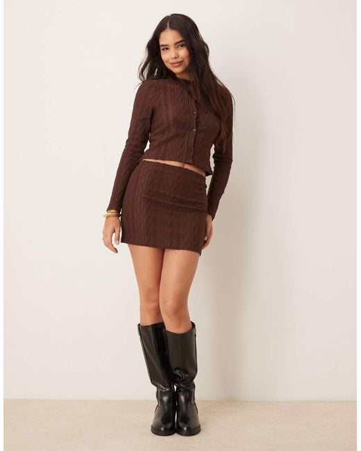 Minifalda Marrón De Punto De Ochos De (Parte De Un Conjunto) Miss Selfridge de color Brown