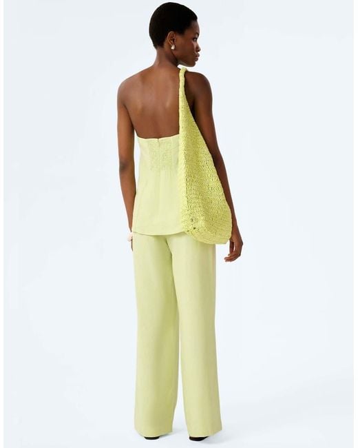 OMNES Green Palm Strapless Linen Top