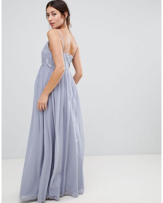 chi chi london cami strap maxi dress with premium lace