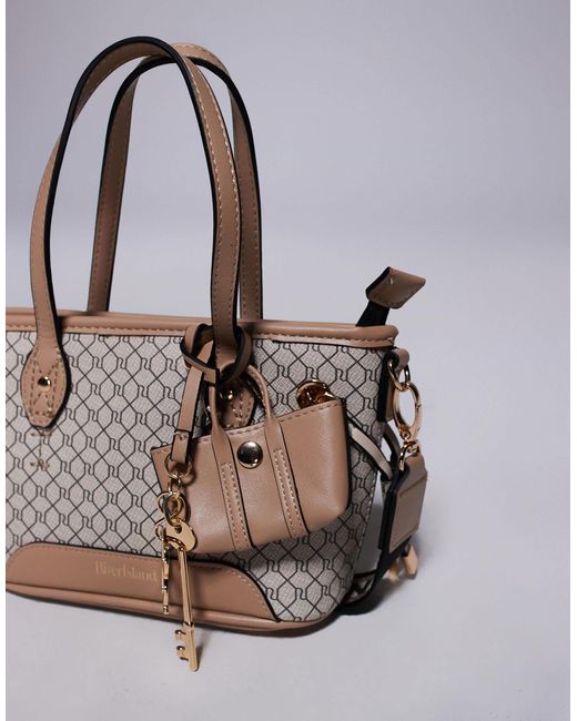 Mini cabas à monogrammes - foncé River Island en coloris Gray