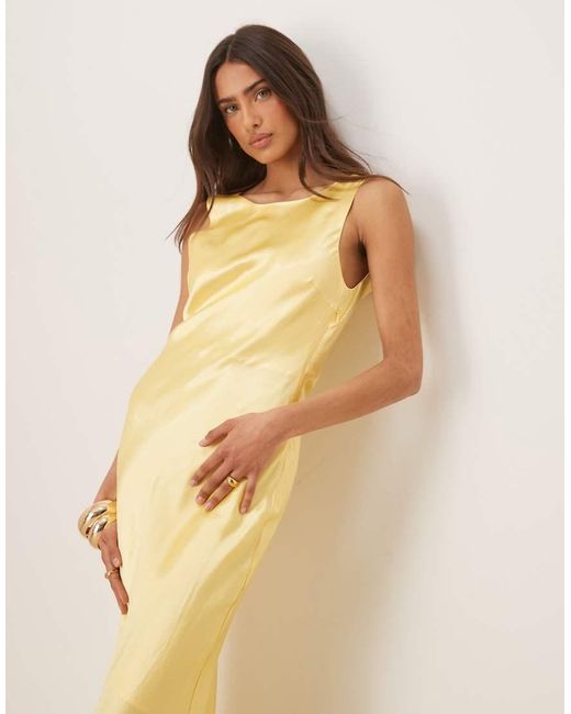 SELECTED Natural Femme Long Satin Strap Dress