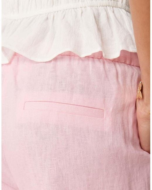 Mango Pink Pull On Linen Trouser